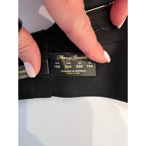 SOLD Rare Honey Birdette Fishnet Bra Gold Accent - 32A - Picture 8 of 9